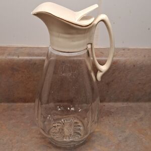 Vintage  MCM Log Cabin Syrup Glass Pour Top Dispenser w Starburst Bottom